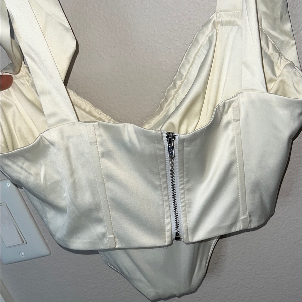 Ivory Satin Top with Ribbon Straps - Picture 4 of 4